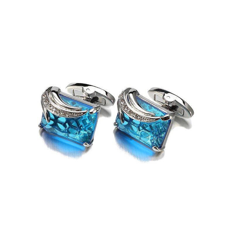 Kings Collection Light Blue Crystal Cufflinks KC10049a Blue - Cuff Links - Other Metals Blue