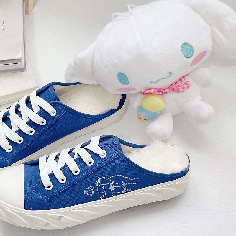 Paidal x Cinnamoroll Big Ear Dog Hina Star Marshmallow Shoes Biscuit Mules - Star Blue - Women's Casual Shoes - Cotton & Hemp Blue