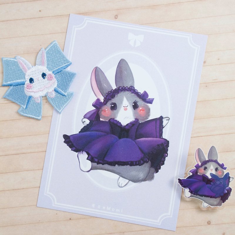洋裝兔兔明信片*哥德蘿莉小灰兔 - 卡片/明信片 - 紙 紫色