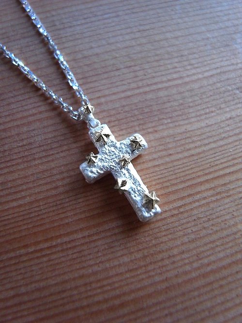 木木金飾物 銀星星十字架項鍊