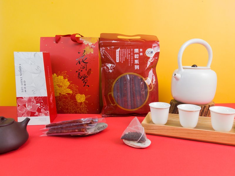 肉乾找茶趣-中秋茶禮盒-肉乾禮盒 年節禮盒 伴手禮 - 肉乾/肉鬆 - 紙 紅色