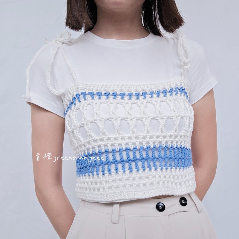 【Icy White】Handmade crocheted camisole - เสื้อกั๊กผู้หญิง - ผ้าฝ้าย/ผ้าลินิน ขาว