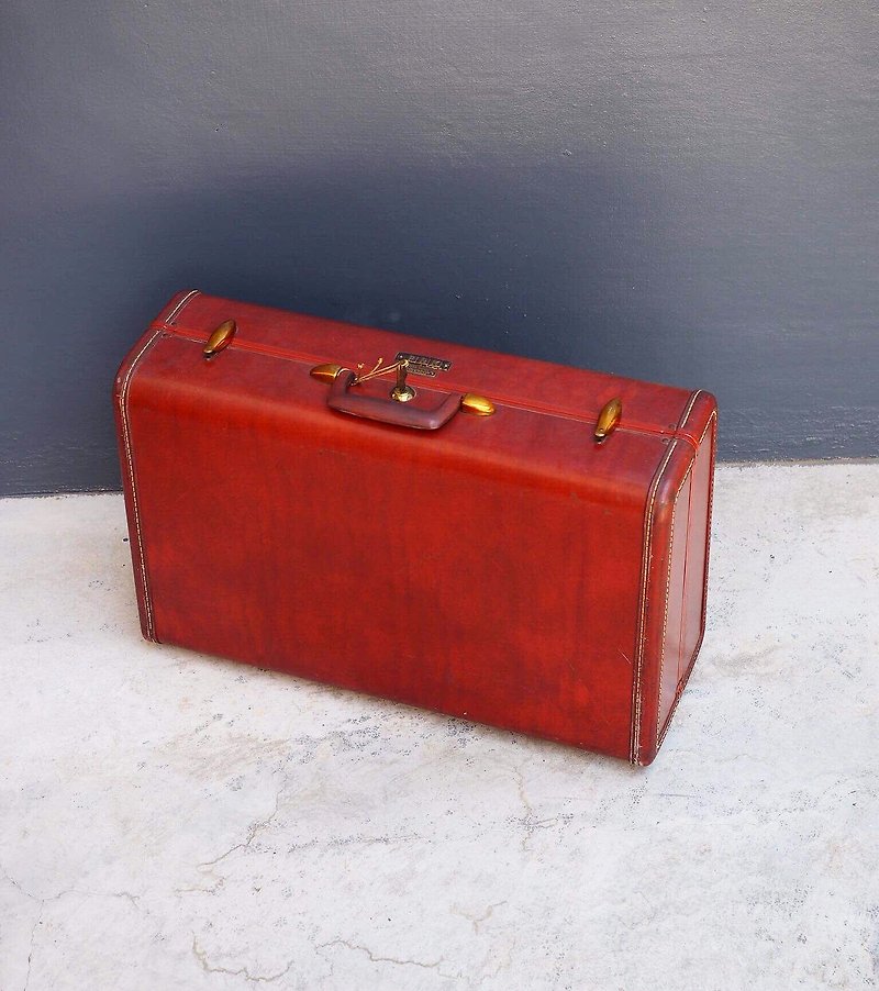 美國Samsonite酒紅色古董皮箱 C款 - 行李箱/旅行袋 - 人造皮革 