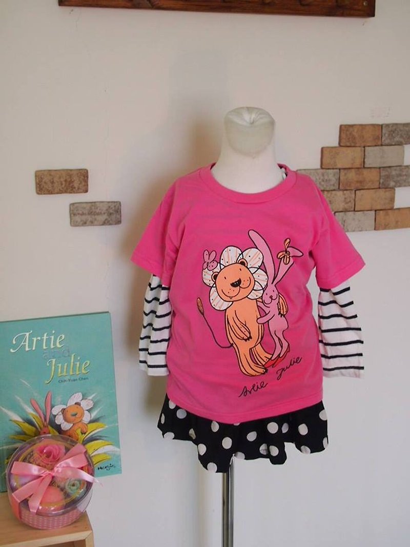 Adi and Julie T shirt pink children 110 - เสื้อยืดผู้หญิง - ผ้าฝ้าย/ผ้าลินิน 