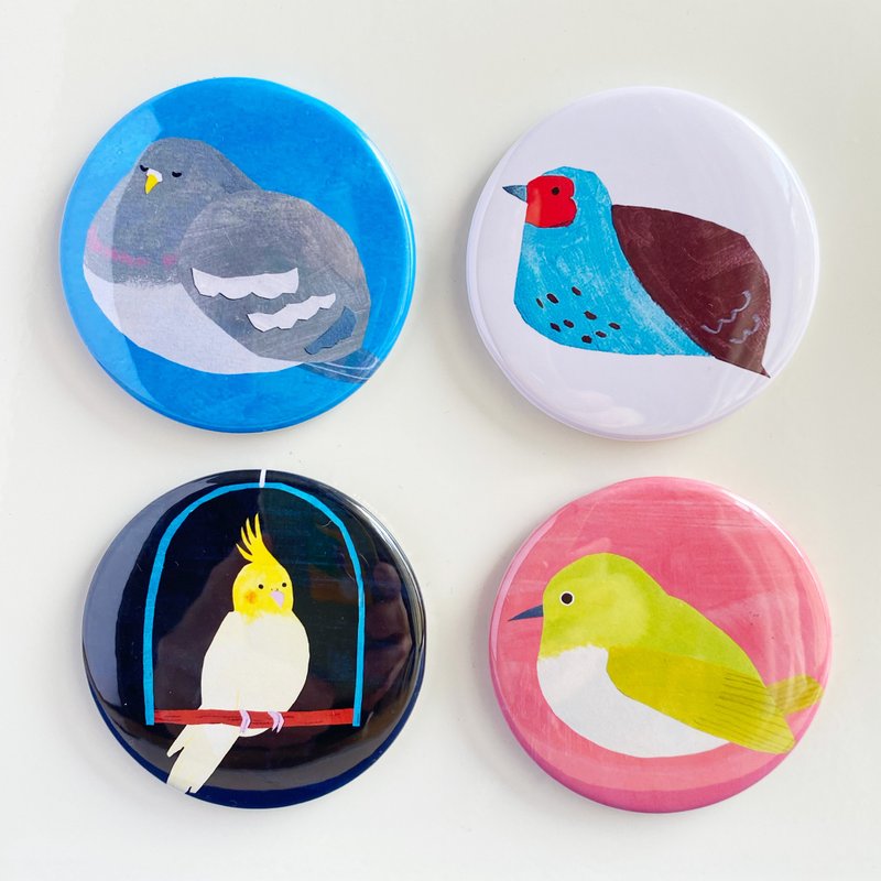 鳥のマグネット　4個セット　うずら　オカメインコ　メジロ　鳩 - 磁鐵 - 其他金屬 多色