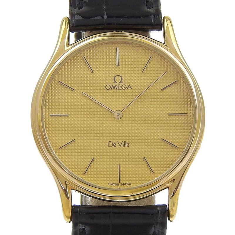 【日本直送】オメガ OMEGA デビル/デヴィル 腕時計 De Ville Cal.1365 金メッキ×型押しレザー  ゴールド文字盤 メンズ【中古】 - 女錶 - 其他金屬 金色