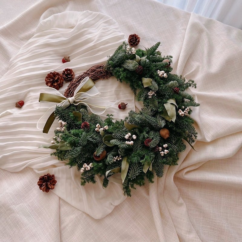 [Christmas Wreath-Small Freshness 2] Nobel Pine│Cedar│Dried Fruit│Dryable - Wall Décor - Plants & Flowers Green