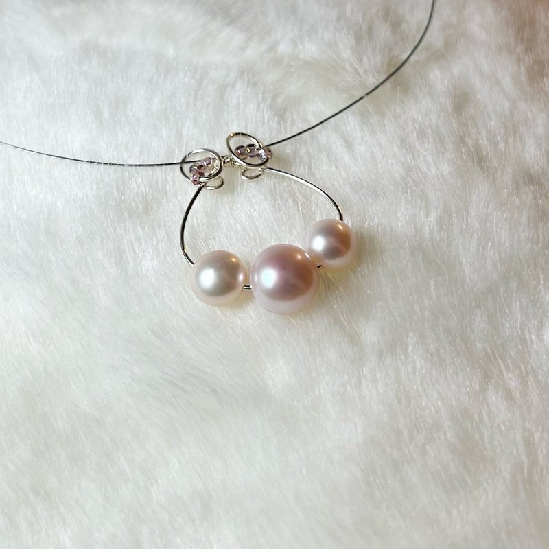 [Customized model] Light smoke purple pearl wire necklace丨Dream style - Necklaces - Pearl Purple