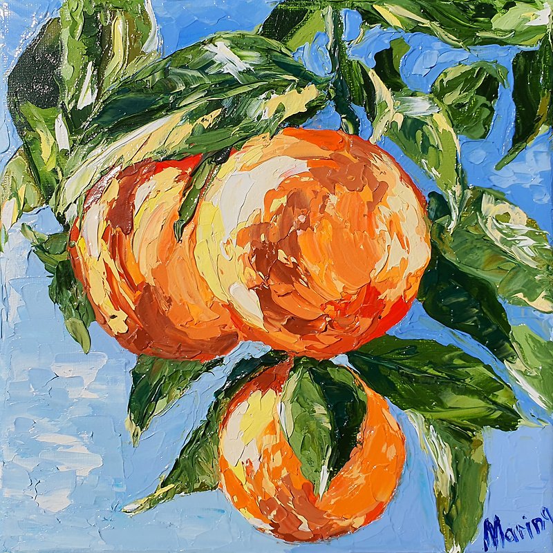 Orange Fruit Painting Original Art Citrus Wall Art Fruit Artwork Food Wall Art - Posters - Other Materials Orange