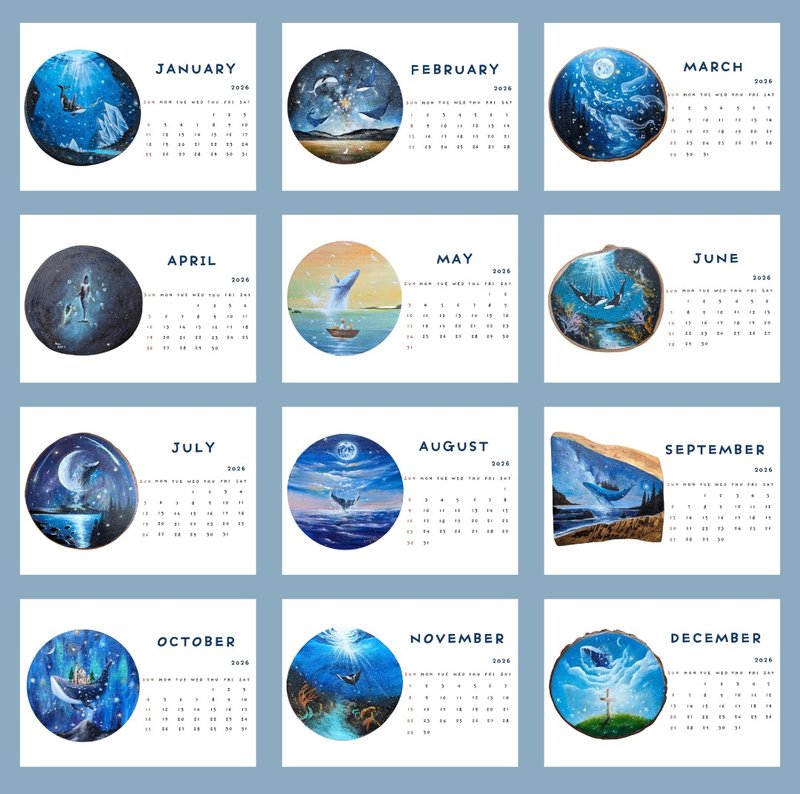 去哪裡都行  2026 海洋桌曆 早鳥價450元 - 日曆/月曆/年曆 - 紙 藍色