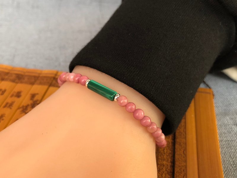 Malachite rose bracelet (original single purchase) - สร้อยข้อมือ - เครื่องเพชรพลอย สีเขียว