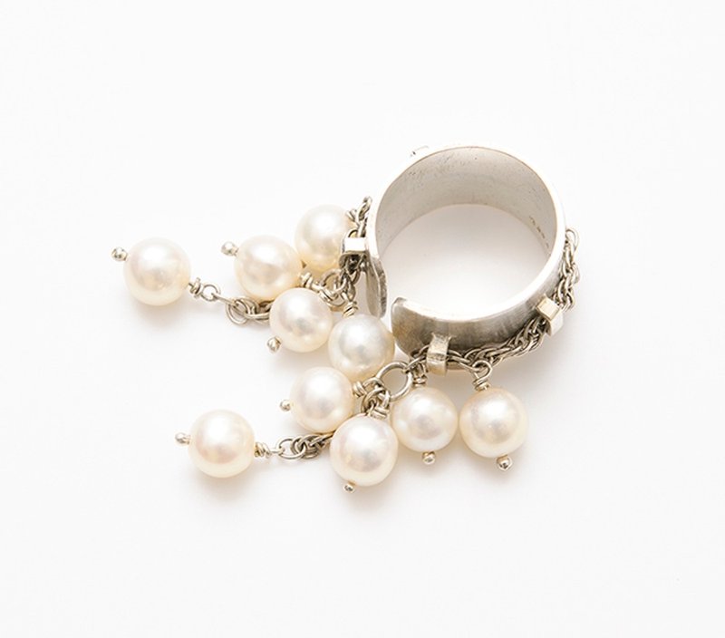 CR125 (Freshwater pearl) - General Rings - Other Metals Silver