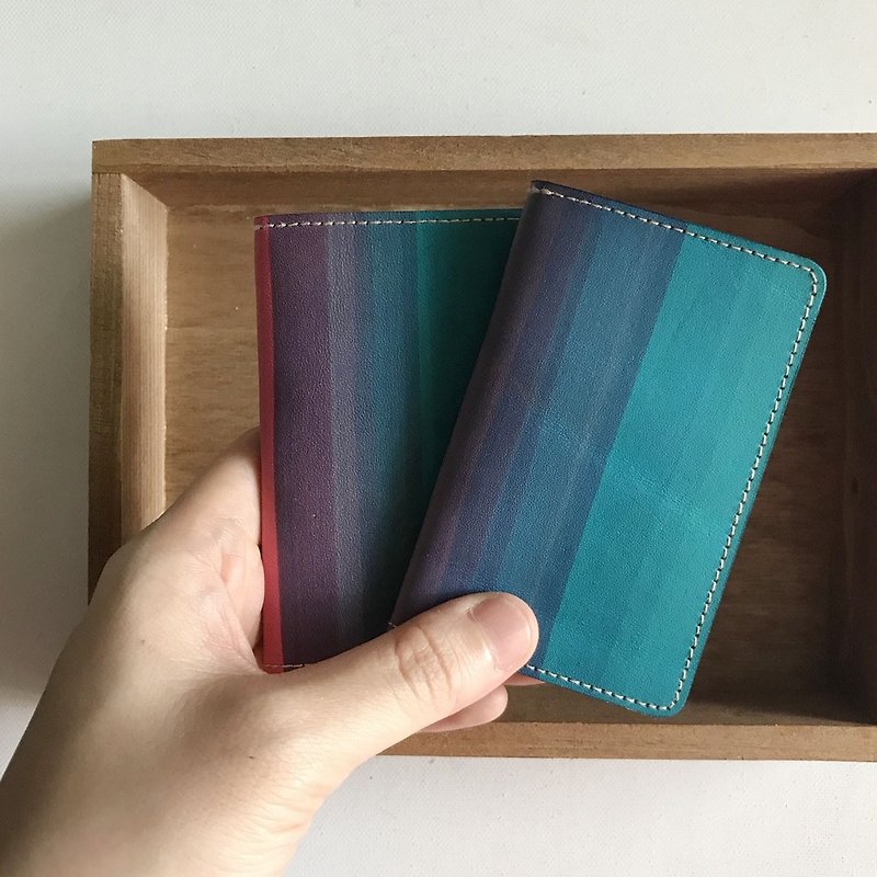Credit Card Holder_Slim Minimalist_Fun Paradise_Rouge Pink and Lyon Blue_Card holder - ID & Badge Holders - Genuine Leather Multicolor