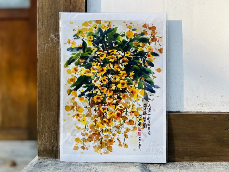 蘭花藝術微噴-秋月蘭 - 壁貼/牆壁裝飾 - 紙 多色