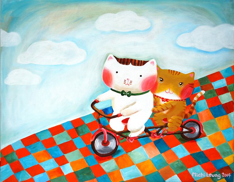 【Cattitude】 Cat Oil Painting Order-Romantic Love Series-L19 - Posters - Waterproof Material Multicolor