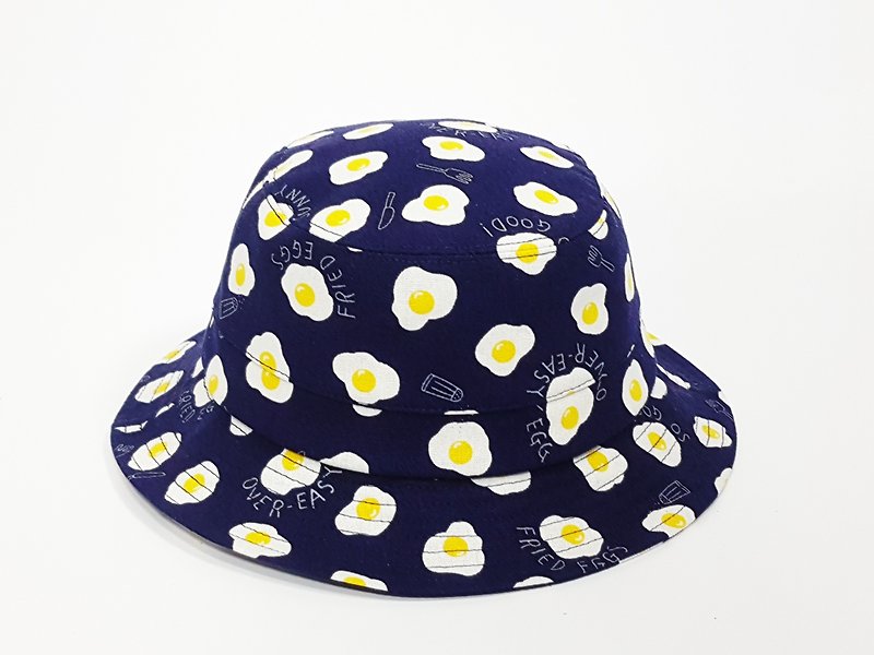 英式圓盤紳士帽 -  超營養荷包蛋    #秋季新款 #限量 - 帽子 - 棉．麻 藍色