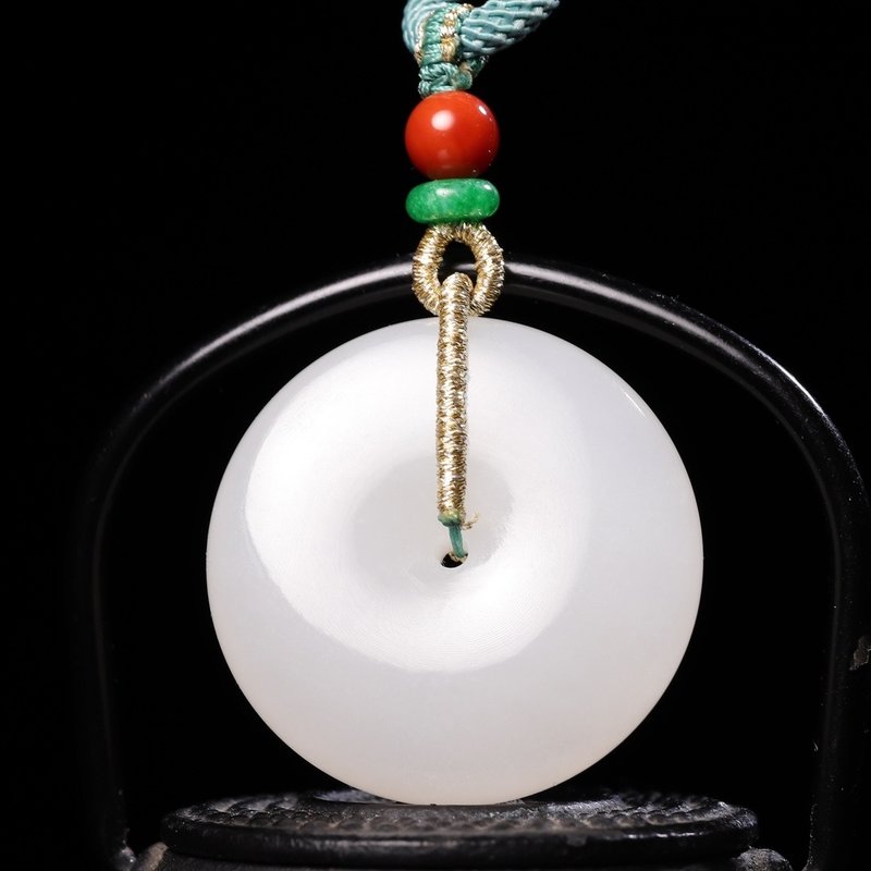 秒殺價 天然新疆和田玉羊脂玉平安扣吊墜 - 吊飾/掛飾 - 玉石 