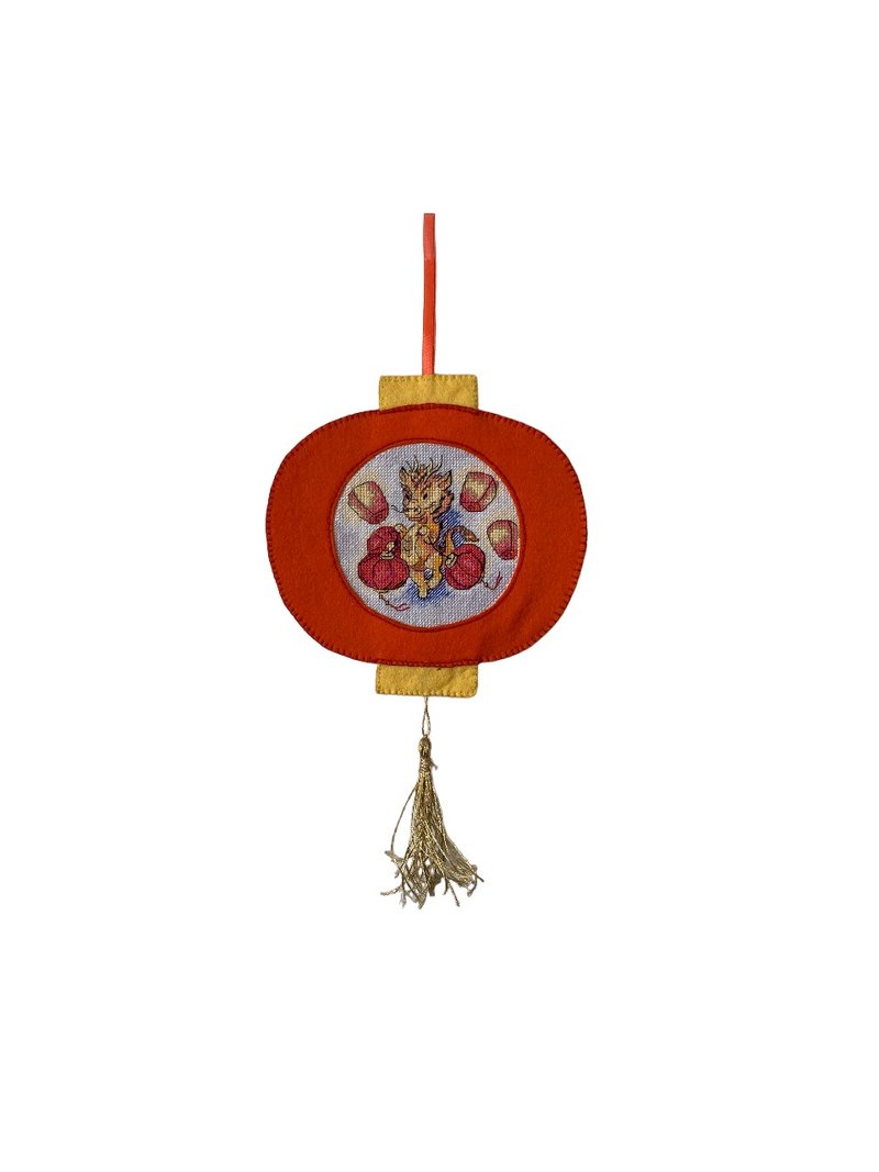dragon cross-stitch  orange lantern style decoration new year 2024 decor - 紅包袋/春聯 - 繡線 多色