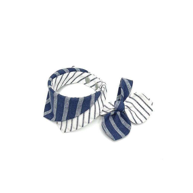 Linen_pet scarves/bow ties - ปลอกคอ - ผ้าฝ้าย/ผ้าลินิน สีน้ำเงิน