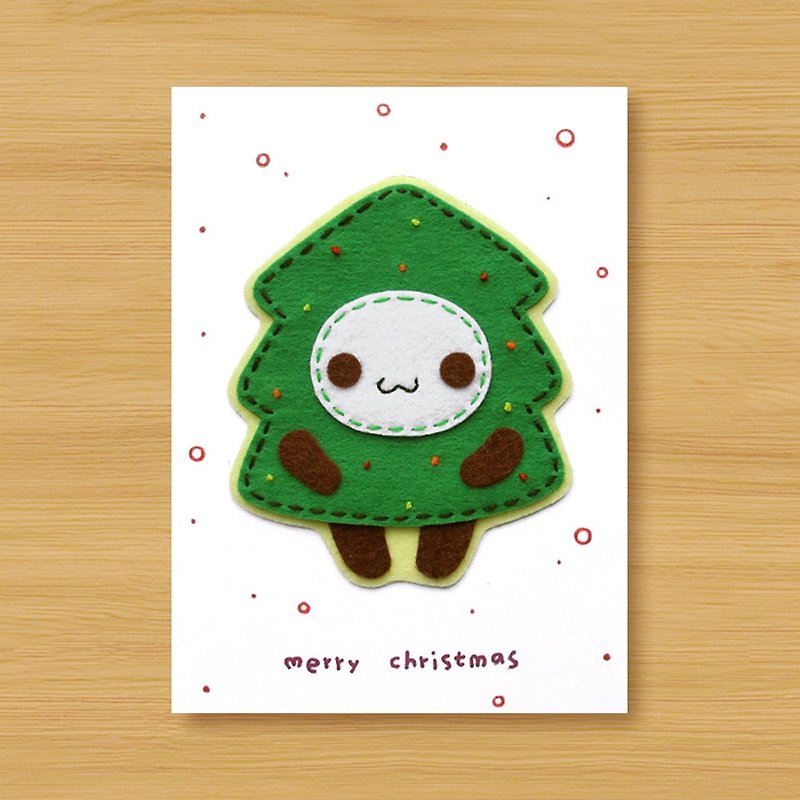 Handmade card _ cosmic cute little Christmas tree... Christmas card, Christmas - Cards & Postcards - Other Man-Made Fibers Green