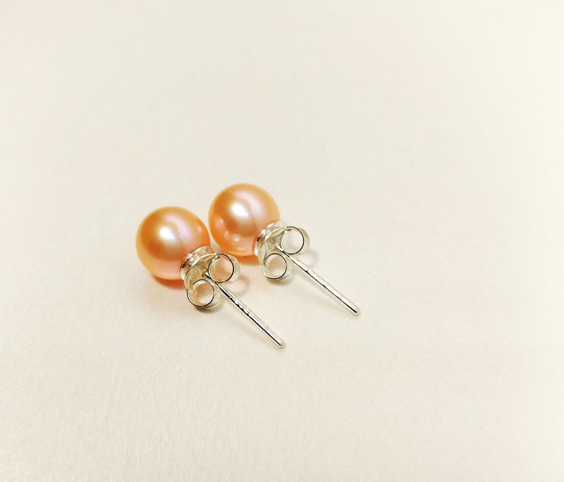Rose pearl earrings - ต่างหู - โลหะ สึชมพู