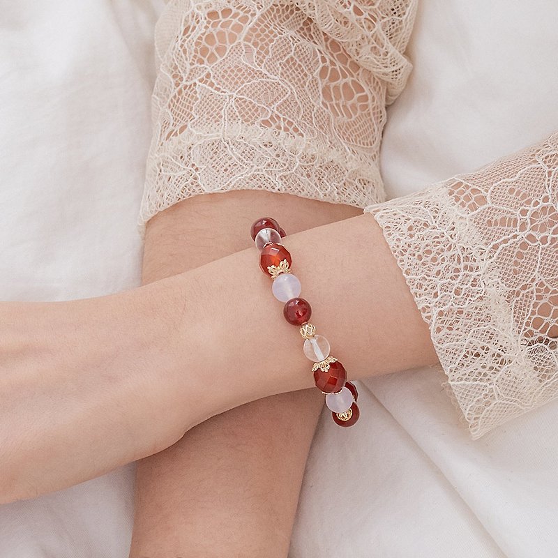 A touch of red, red agate elastic bracelet-E40002 - Bracelets - Crystal 