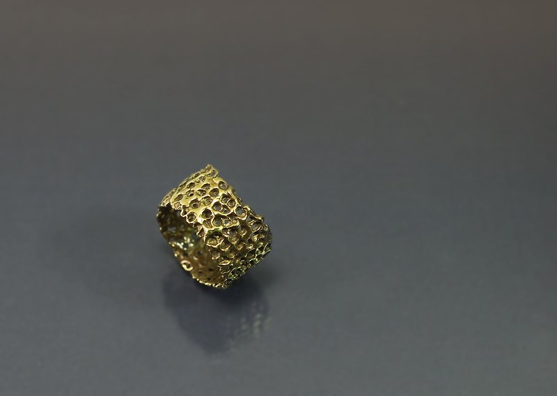 Texture Series - Irregular Texture Hollow Bronze Ring - แหวนทั่วไป - ทองแดงทองเหลือง สีน้ำเงิน