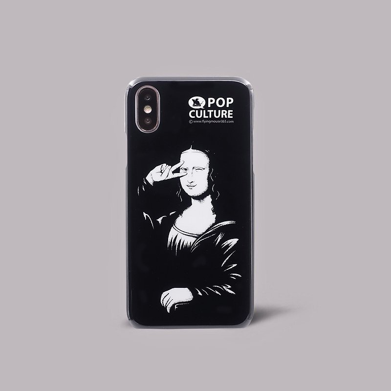 iPhone XS/X Case Mona Lisa Victory Smile Pop Culture Parody Design - Phone Cases - Plastic Black