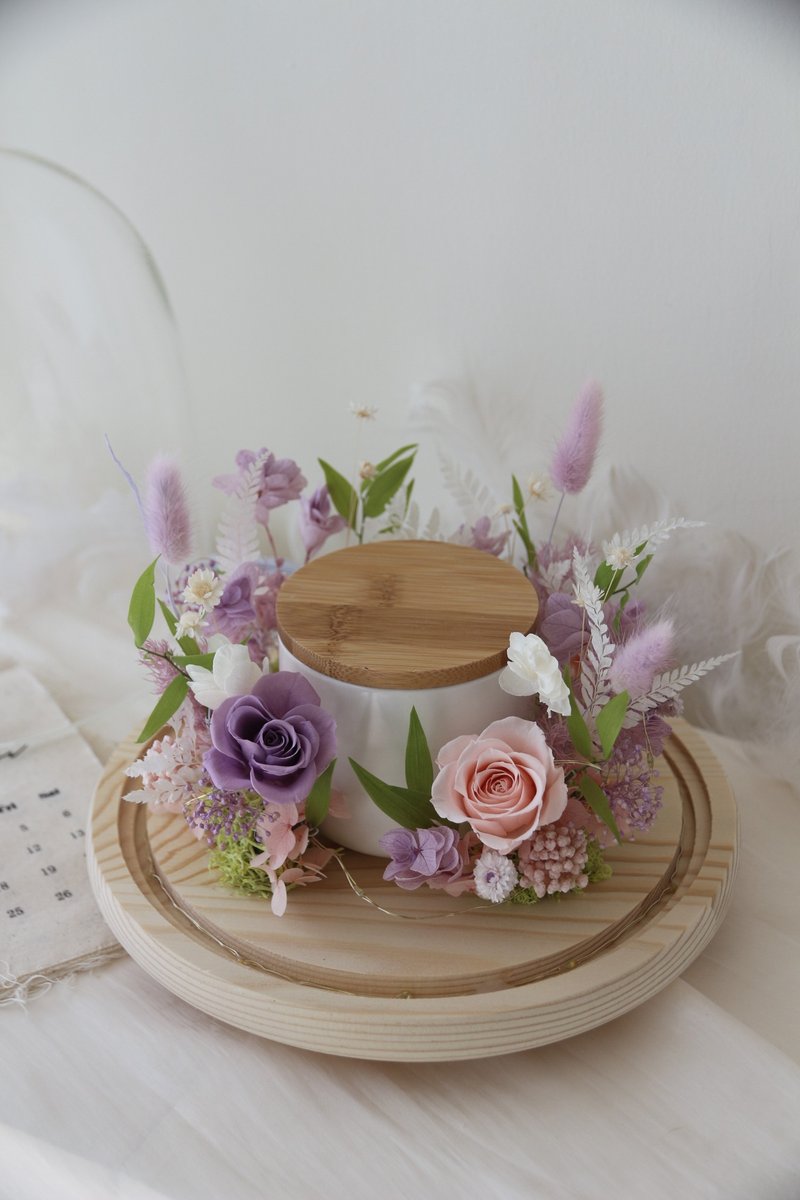 [Ready Stock Flower Cup] Spring Pink Purple Garden Customized Everlasting Flower Urn Pet Ashes Flower - Dried Flowers & Bouquets - Glass Purple