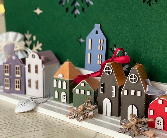 Wooden Houses Adult Craft Wooden Kit, Small Wooden House Kids Coloring Kit  - Shop Village Story Illustration, Painting & Calligraphy - Pinkoi
