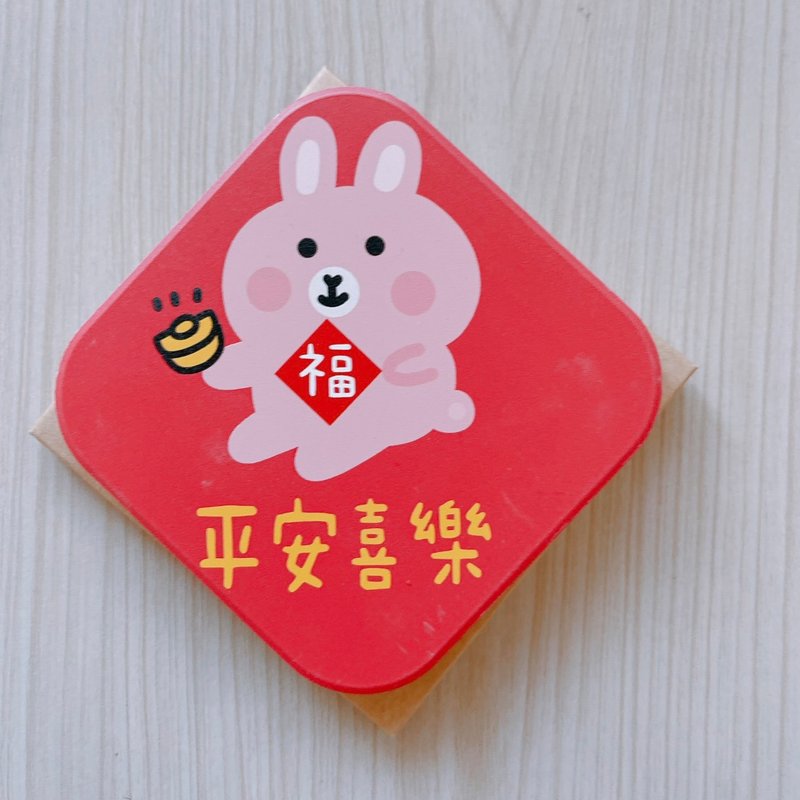 兔年 平安喜樂 吸水杯墊 方形 - 杯墊 - 瓷 白色