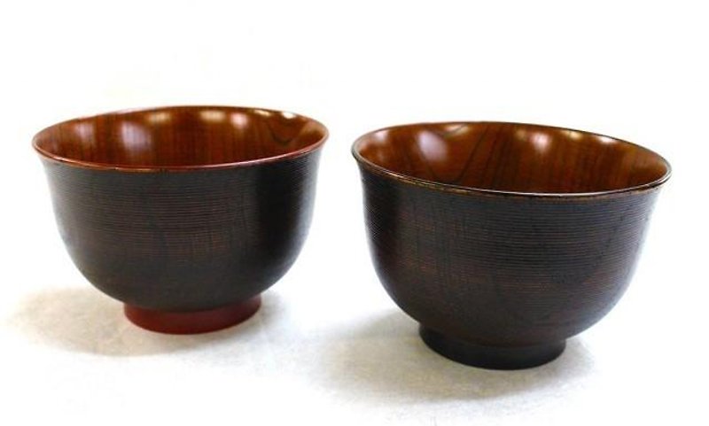 欅名人芸夫婦椀 - 茶碗・ボウル - 木製 ブラウン