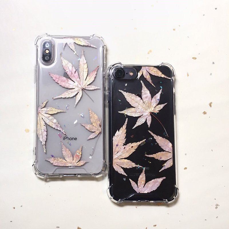 Xmas Silver Maple - pressed flower phone case - เคส/ซองมือถือ - พืช/ดอกไม้ สีเงิน