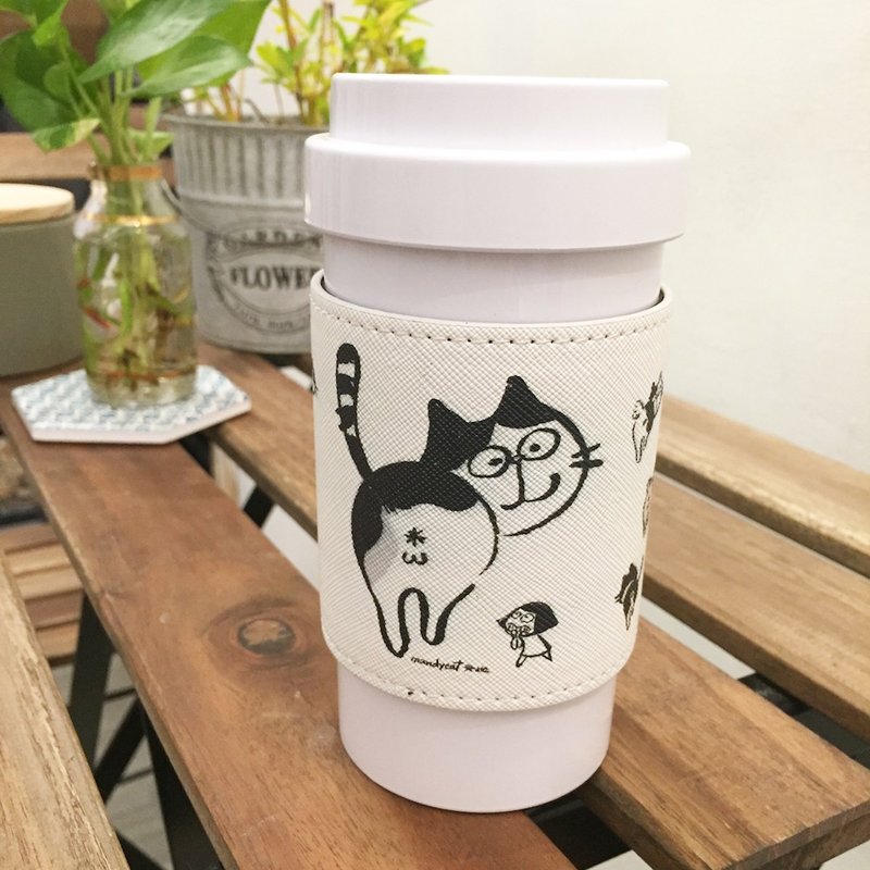 0%膠 文地貓咖啡Mug - 水瓶/水壺 - 其他材質 白色