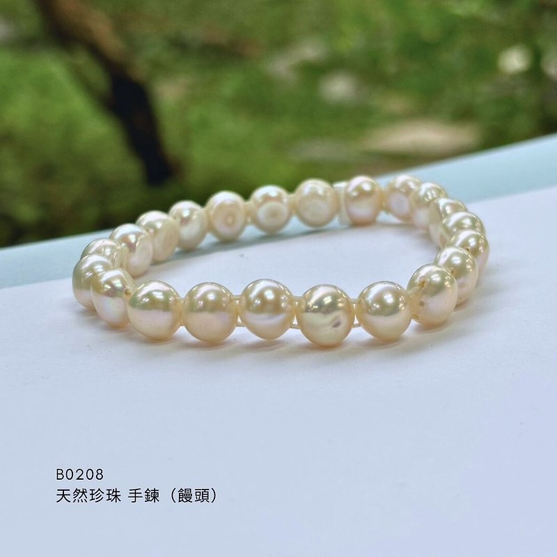 [Mother's Day] Rare pearl bracelet | Strong luster steamed bun beads freshwater pearls | Japanese elastic thread - สร้อยข้อมือ - เครื่องเพชรพลอย ขาว
