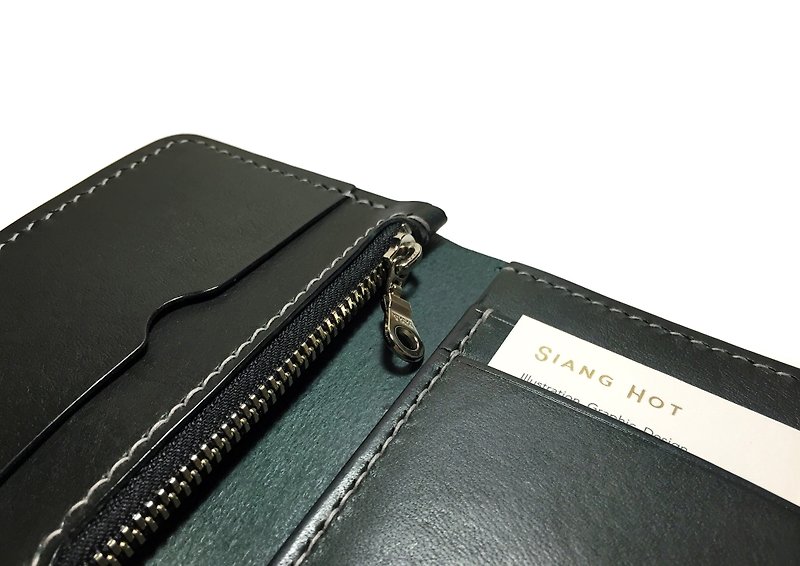 Zipper card wallet / Italian Vegetable tan - Wallets - Genuine Leather Green