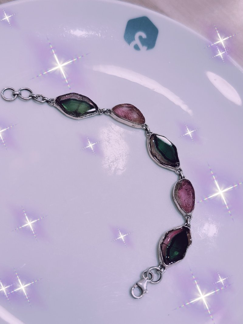 The eye 西瓜碧璽5連寶 - 手鍊/手環 - 純銀 多色