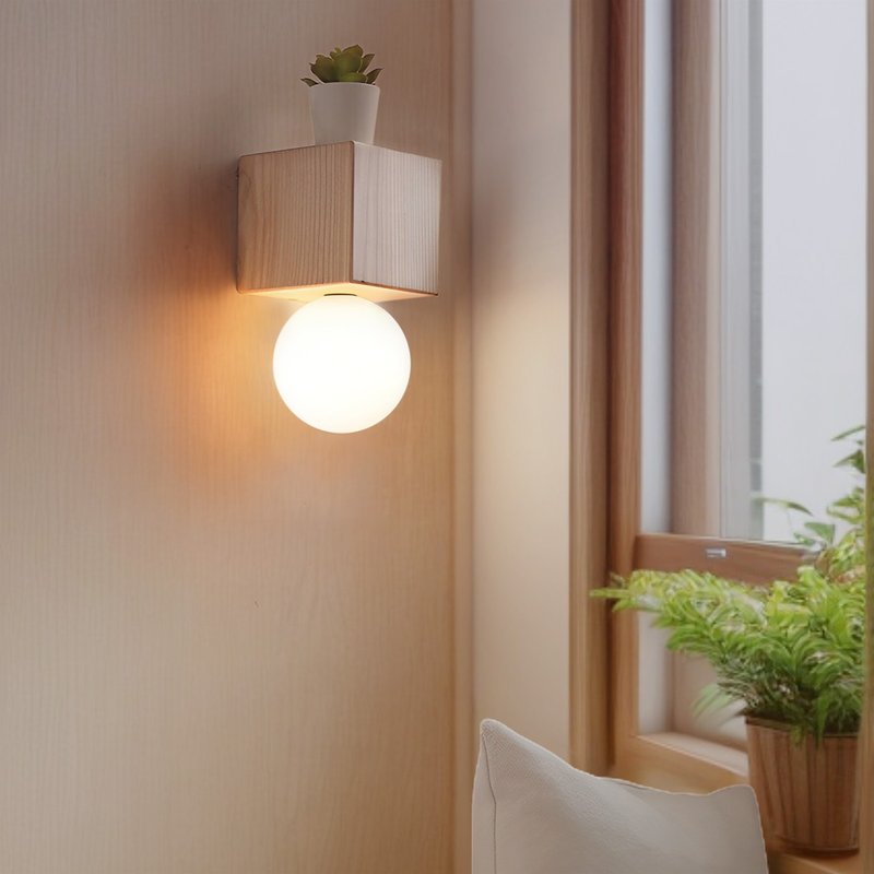 Taisho retro Western style North American ash wood wall lamp log color temperature three-stage switch hand-made by a craftsman 126LW - Lighting - Wood Khaki