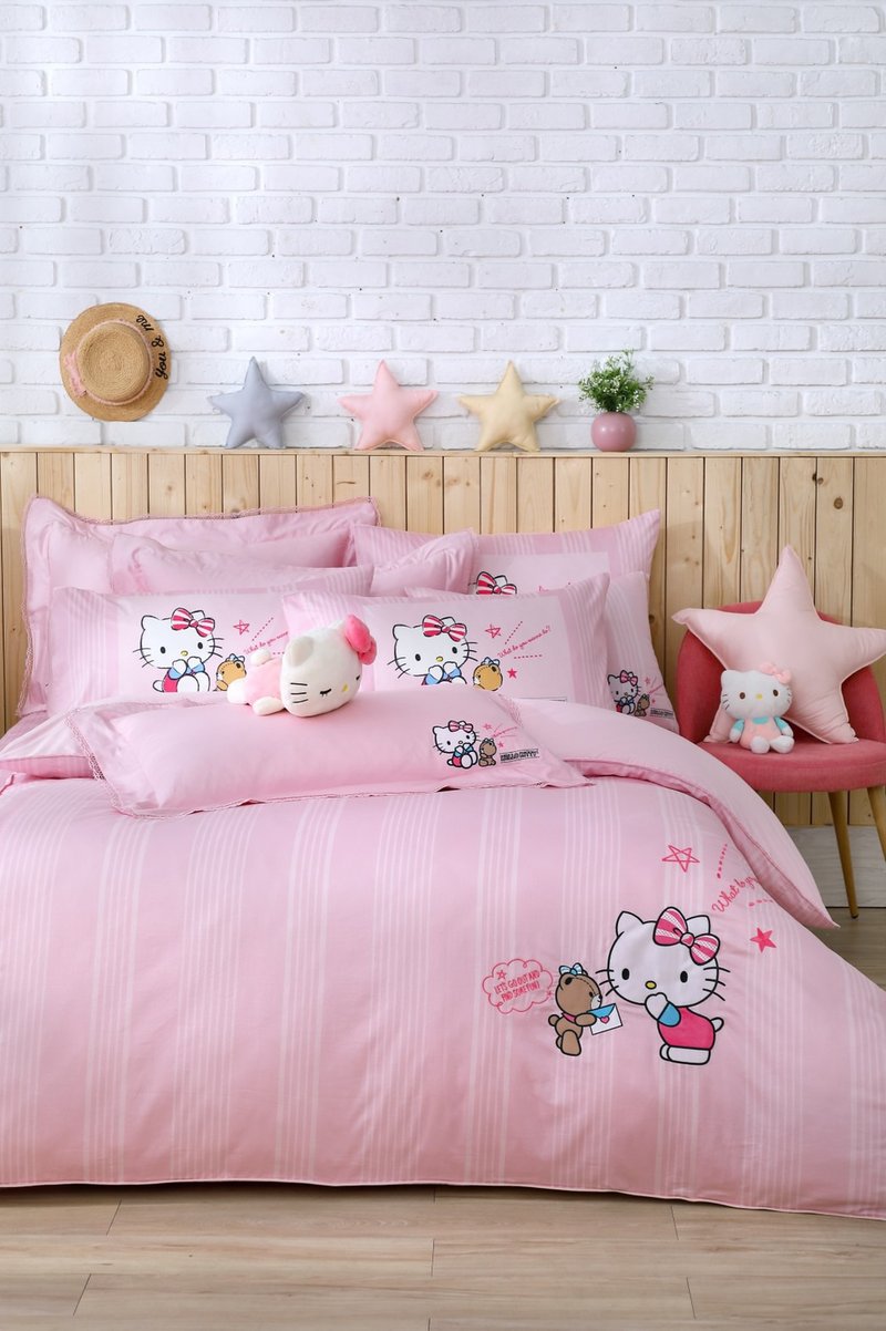 Hello Kitty-bed bag pillowcase thin quilt set-high weave yarn combed cotton-authenticated authorization-made in Taiwan - Bedding - Cotton & Hemp 