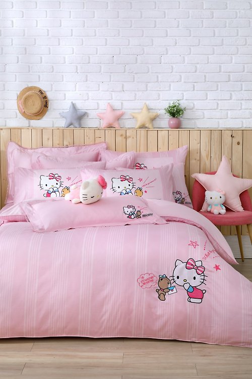 家適居家寢飾生活館 Hello Kitty-床包枕套薄被單組-高織紗精梳棉-正版授權-台灣製造