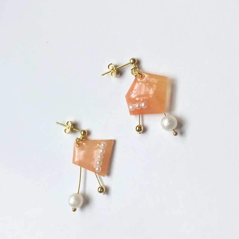 Orange bubble candy clip-on/pin earrings - ต่างหู - พลาสติก สีน้ำเงิน