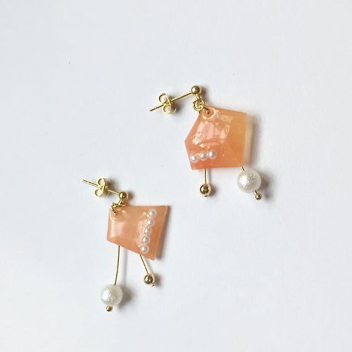 chiii 橘子氣泡糖夾式/針式耳環