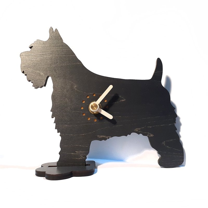 Handmade wood cute pet table clock schnauzer - Clocks - Wood Black