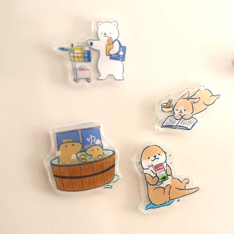 Cute little animal life acrylic refrigerator sticker otter capybara white bear rabbit rabbit - Items for Display - Acrylic 