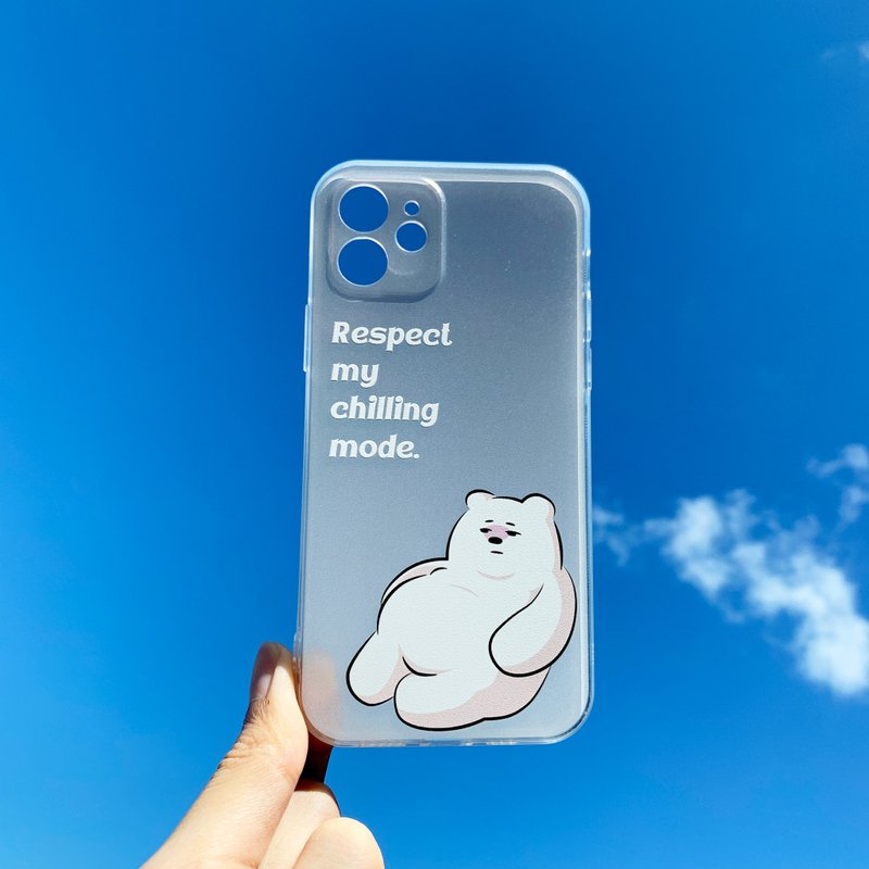 癱軟厭世小胖熊 - iPhone 手機殼 / 半透明磨砂浮雕軟殼 - 手機殼/手機套 - 橡膠 透明
