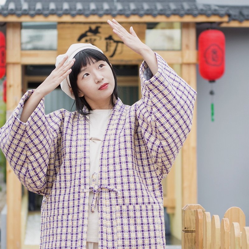 日式和風 漫畫二次元半纏棉衣 - 女上衣/長袖上衣 - 其他材質 紫色