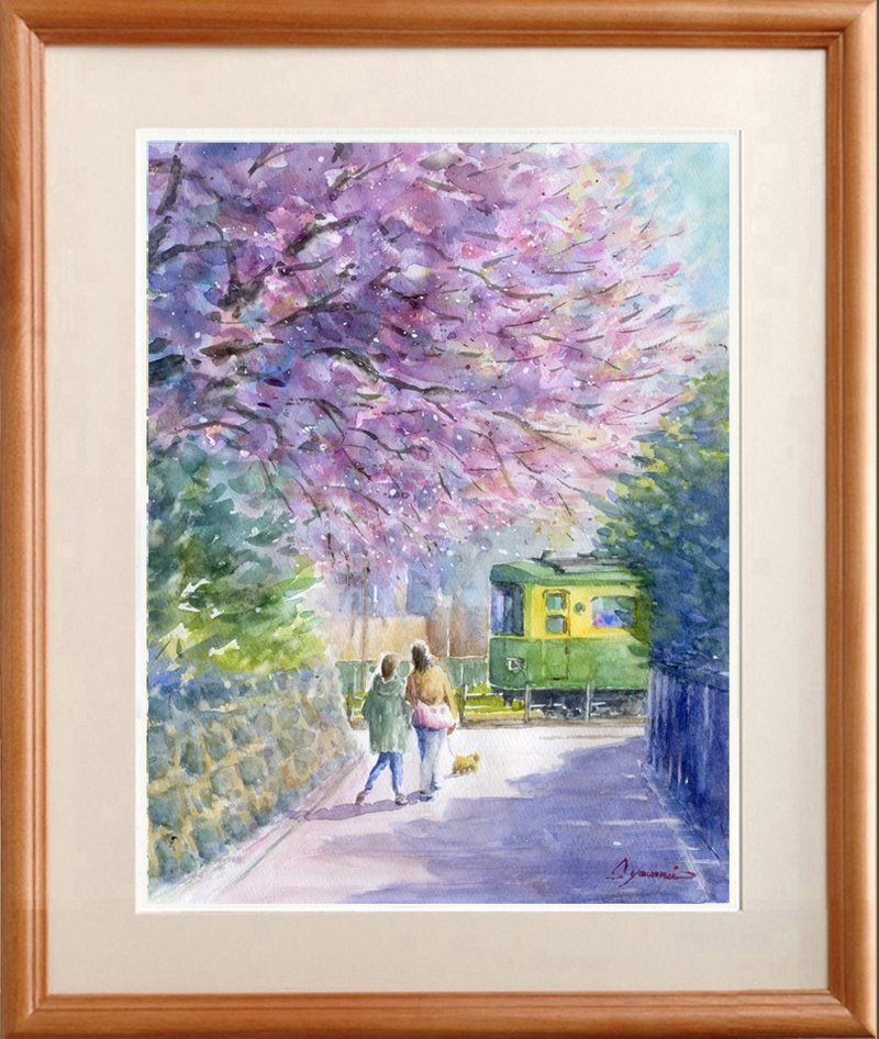 受注制作します　水彩画原画　満開の桜 - 海報/掛畫/掛布 - 紙 粉紅色