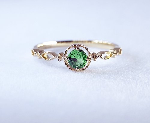 Mika 18K金祖母綠戒指 - 復古祖母綠戒指 - 精緻的祖母綠戒指