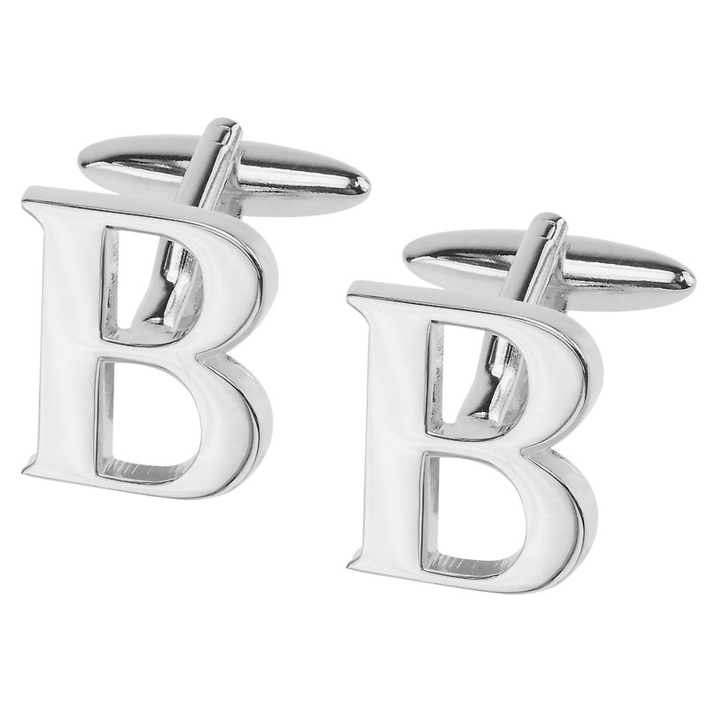 銀色字母B袖扣 - 袖扣 - 其他金屬 銀色