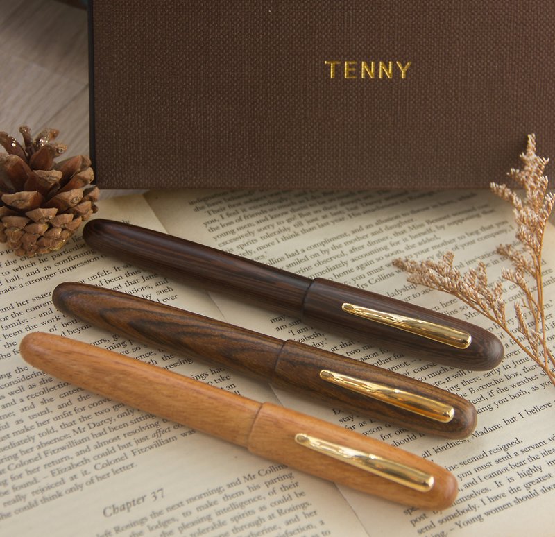 [TENNY fountain pen] Big Round handmade wooden fountain pen - Fountain Pens - Wood Brown